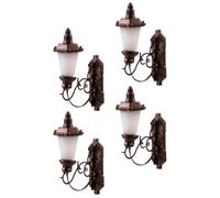 Genérico 4 Lámparas de Pared Miniatura para Maquetas Decoración de Micro Paisaje Luz Cálida Amarilla Color Cobre Antiguo Accesorios para Mesa de Arena y Casas de Muñecas