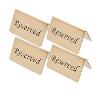 Genérico 4 Letreros de Mesa Reservada en Acero Inoxidable Dorado, Formato Horizontal Tipo V, Señal de Reserva para Bodas, Fiestas y Restaurantes, Pack de 4 Unidades para Señalización