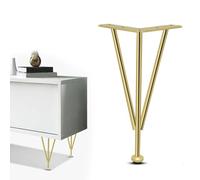 Genérico 4 Pack Adjustable Furniture Legs Replacement, 25cm/9.8in H Heavy Duty Metal Hairpin Desk Legs with Anti-Slip Pads, DIY Sofa Chair Cabinet Feet For Home Repair(Gold)