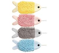 Genérico 4 Pack Fish Shape Chenille Hand Towel - Velvet 35x15cm 240g Hanging Microfiber Coral Velvet - Absorbent Bathroom Washcloth For Kitchen Toilet - with Loop