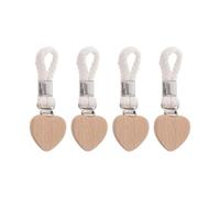 Genérico 4 Pack Heart Shaped Towel Clips With Rope Loop | Wood And Iron, 10x4x1.5cm, 20g Each | No Drill Hanging Metal Clips For Bathroom Kitchen Travel | Decorative For Towel Or Clothes