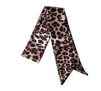 Generico 4-Pack Leopard Print Scarf Set, Imitation Silk Satin Hair Bands & Bag Ribbons For Women, marrón, talla unica