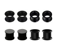 Genérico 4 pares de dilatadores de silicona para los oídos, dilatadores flexibles de doble acampanado, dilatadores de oreja de 3/4/5/6/8/10/12/14/16/18/20/22/25mm, unisex (Negro, 4mm)