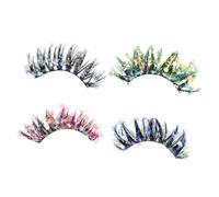 Genérico 4 Pares Pestañas Postizas Luminosas De Colores. Rizador De Pestañas Durar Más Que La Mancha De Labios Pestañas Con Color Extensiones De Pestañas De Colores Bigudí Fibra Artificial