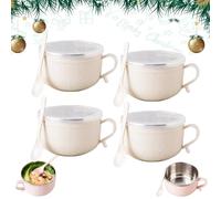 Genérico 4 PCS 25 Oz Mug Meals With Lids, 2026 New Mug Meals with Lids, Soup Mugs with Handles and Lids for Soups, Stews, Coffee (4 Pcs*A)