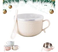 Genérico 4 PCS 25 Oz Mug Meals With Lids, 2026 New Mug Meals with Lids, Soup Mugs with Handles and Lids for Soups, Stews, Coffee (Beige)