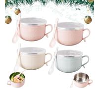 Genérico 4 PCS 25 Oz Mug Meals With Lids, 2026 New Mug Meals with Lids, Soup Mugs with Handles and Lids for Soups, Stews, Coffee (4 Pcs*F)