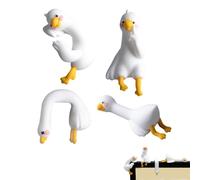 Genérico 4 PCS Mini Resin Goose Figurine, Cute Goose Statue, 3D Craft Tiny Animal Figurine, Funny Monitor Decor,for Office Desk, Car Dashboard, Indoor Festival Decor (1 Set)