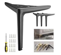 Genérico 4 Pcs Patas para Muebles de Acero INOX, Patas de Muebles Metal, Pies para Sofá de Repuesto,Negro Dorado Plata con y Almohadillas de Goma 4" 5" 6" 7" 8" 10"(Black,H 8''/20cm)