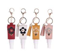 Genérico 4 Pcs Portable Empty Bottle Keychain, 30ml/1oz Leather Refillable Travel Bottles, Mini Mist Case for Backpack (4pcs-A)
