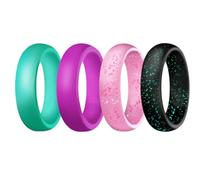 Genérico 4 Piezas Anillo de Silicona para Mujer Diseño de Purpurina, Flexible y Suave, Adecuado para Deportes y Actividades, Estilo Brillante y Cómodo Color Aleatorio