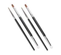 Genérico 4 Piezas Brocha Correctora Portátil de Doble Cabezal Esponja Flexible y Mango de Aluminio y Madera para Maquillaje Preciso y Ocultar Imperfecciones
