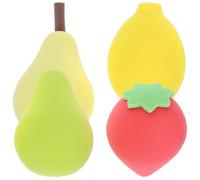Genérico 4 piezas Esponjas de Maquillaje Portátiles Borlas Compactas para Polvo y Base Esponjas Faciales de Suave para Mujeres Uso Seco y Húmedo Colores Frutales Aguacate Fresa Limón
