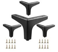 Genérico 4 Piezas Patas Triangulares para Muebles-Patas para Muebles Negras/Doradas/Plateadas Reemplazo de Metal para Muebles Mesa Aparador Sofá - con Tornillos, 4/5/6in (10/13/15/17 Cm)(Black,10cm)