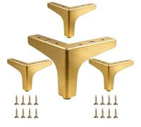 Genérico 4 Piezas Patas Triangulares para Muebles-Patas para Muebles Negras/Doradas/Plateadas Reemplazo de Metal para Muebles Mesa Aparador Sofá - con Tornillos, 4/5/6in (10/13/15/17 Cm)(Gold,10cm)