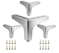 Genérico 4 Piezas Patas Triangulares para Muebles-Patas para Muebles Negras/Doradas/Plateadas Reemplazo de Metal para Muebles Mesa Aparador Sofá - con Tornillos, 4/5/6in (10/13/15/17 Cm)(Silver,17cm)