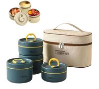 Genérico 4 Tier Portable Insulated Lunch Container Set with Insulated Lunch Bag, Separate Stackable Stainless Steel Lunch Container, Unisex, for Work Picnics Camping (Blue*4-Tier)