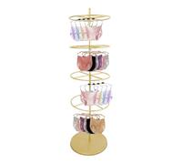 Genérico 4 Tiers Round Clothing Rack, 360° Rotatable Commercial Clothes Hanging Rack, Freestanding Metal Coat Rack Stand Organizer for Underwear, Retail Stores, 69in Height (Gold)