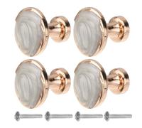 Genérico 4 Tiradores Metálicos para Armario Redondos Tirador Sencillo para Cajón Manija Moderna de 1 Orificio Color Blanco Ámbar Tirador Decorativo Multiusos para Muebles y Armarios