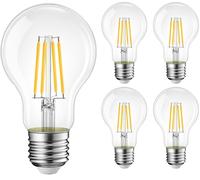 Genérico 4 x Bombilla LED Vintage - Envio 24 h - Bombilla Filamento E27 - Blanco Cálido 2700K, ABERLED - Bombillas Decorativas para Decoración e Iluminación (Classic, 6W)