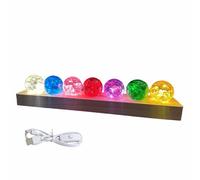 Genérico 40mm 7 Colors Ice Cracked Glass Crystal Balls with LED Wooden Base Decorative Ornaments,Crystal Quartz Stones and Healing Stones,for Meditation Attracts Lucky Home Office (Set 1)