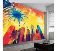 Genérico 450 x 280 cm Papel Pintado Pared Panorámico Arte Popular Horizonte De La Ciudad Color decoración de pared Póster Gigante de Pared Personalizado 3D Para Salón Dormitorio