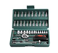 Genérico 46 piezas Set de Herramientas Llave Truca y Socket Conductor 1 4 pulgada Kit Reparación Destornillador Combinada con Estuche Almacenamiento para Proyectos Hogar Coche Automóvil Bicicleta