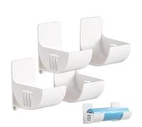 Genérico 4er Set Wand-Organizer für Küche & Schrank - Selbstklebende Halterung für Alufolie, Frischhaltefolie & Müllbeutel - Platzsparende Aufbewahrung ohne Bohren für Schranktür & Kühlschrank - Weiß