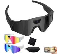 Genérico 4k HD POV Sports Glasses with Camera, Smart Camera Sports Glasses, Suitable for Cycling and Hiking, Unisex (A Black)