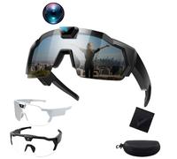 Genérico 4k HD POV Sports Glasses with Camera, Smart Camera Sports Glasses, Suitable for Cycling and Hiking, Unisex (B Dazzling Black)