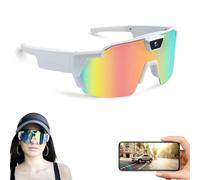 Genérico 4K HD POV Sports Glasses with Camera, Sunglasses Cameras and Audio Video Action, Action Sports for Cycling Hiking (White A)