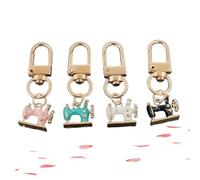Genérico 4PC Mini Sewing Machine Keychains - A Stitch of Memory & Meaning Vintage Miniature Enamel Metal Sewing Machine Keychain (A)