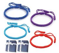 Genérico 4pcs Blue Friendship Bracelets,Blue Friendship Bracelets For Women, Handmade Tibetan String Bracele, Adjustable Blue Braided Bracelet, Friendship Bracelets For Mens Womens Amulet Gifts (Mix)