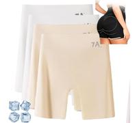 Genérico 4Pcs Choosemuc Ice Silk Panties,Women's High-Waisted Ice Silk Tummy Control and Butt Lift Underwear 3-In-1,Invisible Seamless Design (FR/ES, Letras, 3XL, Regular, Regular, White+Beige)