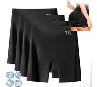 Genérico 4Pcs Choosemuc Ice Silk Panties,Women's High-Waisted Ice Silk Tummy Control and Butt Lift Underwear 3-In-1,Invisible Seamless Design (FR/ES, Letras, XL, Regular, Regular, Black)
