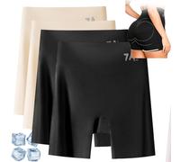 Genérico 4Pcs Choosemuc Ice Silk Panties,Women's High-Waisted Ice Silk Tummy Control and Butt Lift Underwear 3-In-1,Invisible Seamless Design (FR/ES, Letras, 3XL, Regular, Regular, Black+Beige)