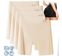 Genérico 4Pcs Choosemuc Ice Silk Panties,Women's High-Waisted Ice Silk Tummy Control and Butt Lift Underwear 3-In-1,Invisible Seamless Design (FR/ES, Letras, 3XL, Regular, Regular, Beige)