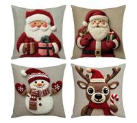 Genérico 4Pcs Christmas Collection Pillowcase,18x18 Inch Festive Holiday Decor,Christmas Pillow Covers for Living Room or Sofa Cushion (4 PC)