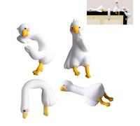 Genérico 4pcs So Lazy Duck Computer Decoration, Cute & Tiny Adorable Duck Figurine, Ornament Computers Monitor Decorations, Mini Desktop Computer/Vehicle Screen Decoration (1Set)