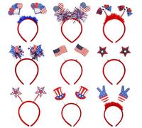 Genérico 4th of July Headband, 9x Patriotic Hair Accessories, 9.44 Inches, Memorial Day Independence Day Party Favors for Fourth of July Parades, Bbqs and Events