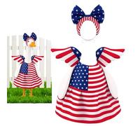 Genérico 4th of July Porch Goose Outfit | American Flag Funny Bow Wings - Patriodtic Goose Clothing | For 23in Statue Holiday Party Independence Day Garden Yard Lawn Patio