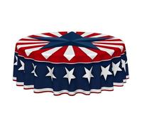 Genérico 4th of July Round Tablecloth - American Flag Decorative 180cm Table Cover, Holiday Table Protector for Home Kitchen Dining Room Celebration Party Dinner Tea Time, Patriotic Decor Use