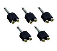 Generico 5 adaptadores jack de 6,3 mm a RCA hembra, divisor de audio mono de 6,33 mm macho a doble toma RCA, conector niquelado rígido para mezclador, amplificador, guitarra y DJ - Juego de 5 unidades