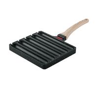 Genérico 5 Grids Square Grill Pan Sausage Cooking Tool Pre-Seasoned Grilled Sausage Pot Hot Dog Mold Pan for Outdoor Kitchen Breakfast