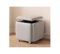 Genérico 5 in 1 Nesting Ottoman Cube Chair, Movable Stackable Stools with Wheels, Square Leather Foot Stool for Living Room Dining Room(Gray,Cloth_35X36CM)