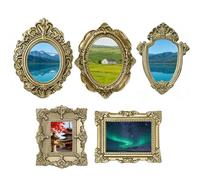 Genérico 5 mini marcos de fotos vintage, pequeños marcos dorados, de fotos en miniatura, marco de metal para bricolaje, accesorios de en el hogar y exhibición de joyas