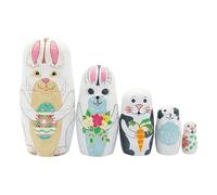 Genérico 5 muñecas Rusas matryoshkas, muñecas de anidación de Pascua, Juego de muñeca de anidación de Conejo de Madera Hechas a Mano para Regalo de Pascua de Navidad decoración del hogar