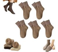 Genérico 5 Pairs Womens Solid Mid Calf Socks,Winter Thicker Warm Boots Socks,Full Cushioned Cozy Soft Cotton Thermal Knit Sock (Camel)