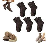 Genérico 5 Pairs Womens Solid Mid Calf Socks,Winter Thicker Warm Boots Socks,Full Cushioned Cozy Soft Cotton Thermal Knit Sock (Dark Coffee)