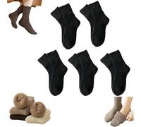 Genérico 5 Pairs Womens Solid Mid Calf Socks,Winter Thicker Warm Boots Socks,Full Cushioned Cozy Soft Cotton Thermal Knit Sock (Black)